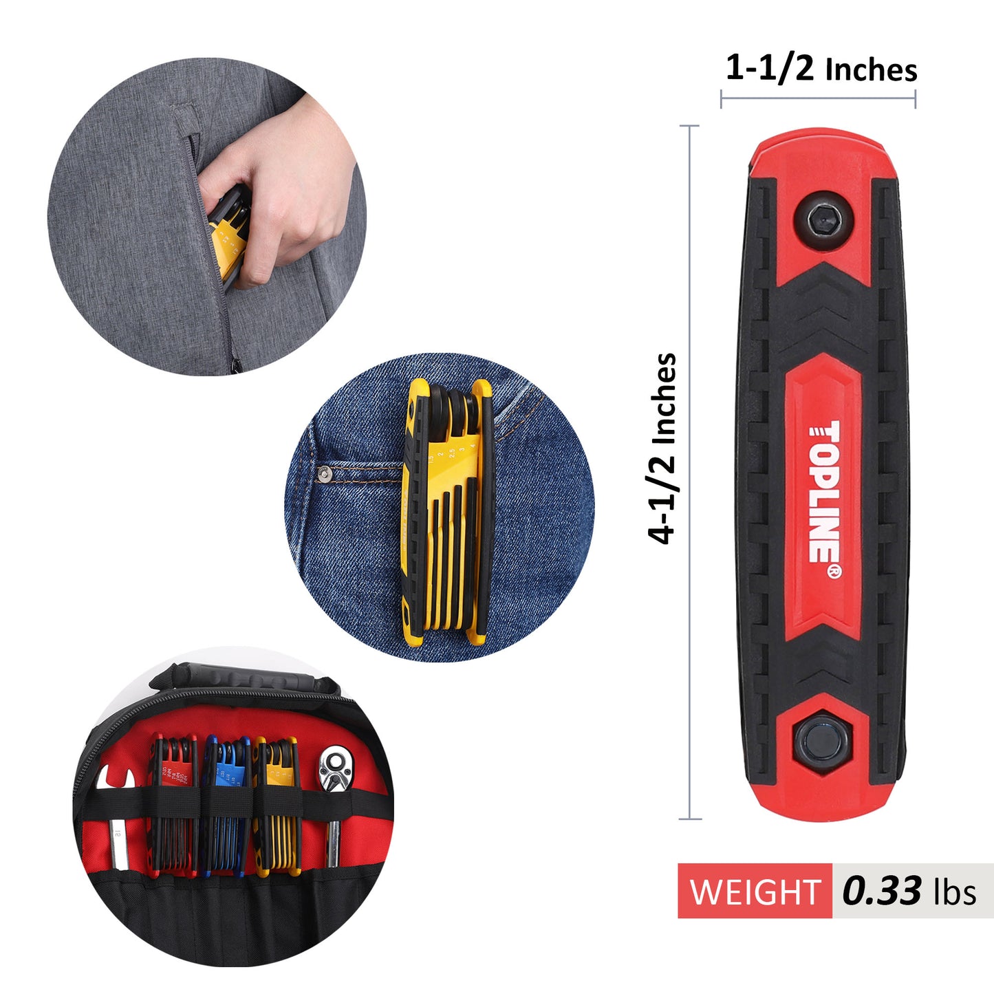 TOPLINE 17-Piece Folding Allen Wrench Set for Basic Home Repair