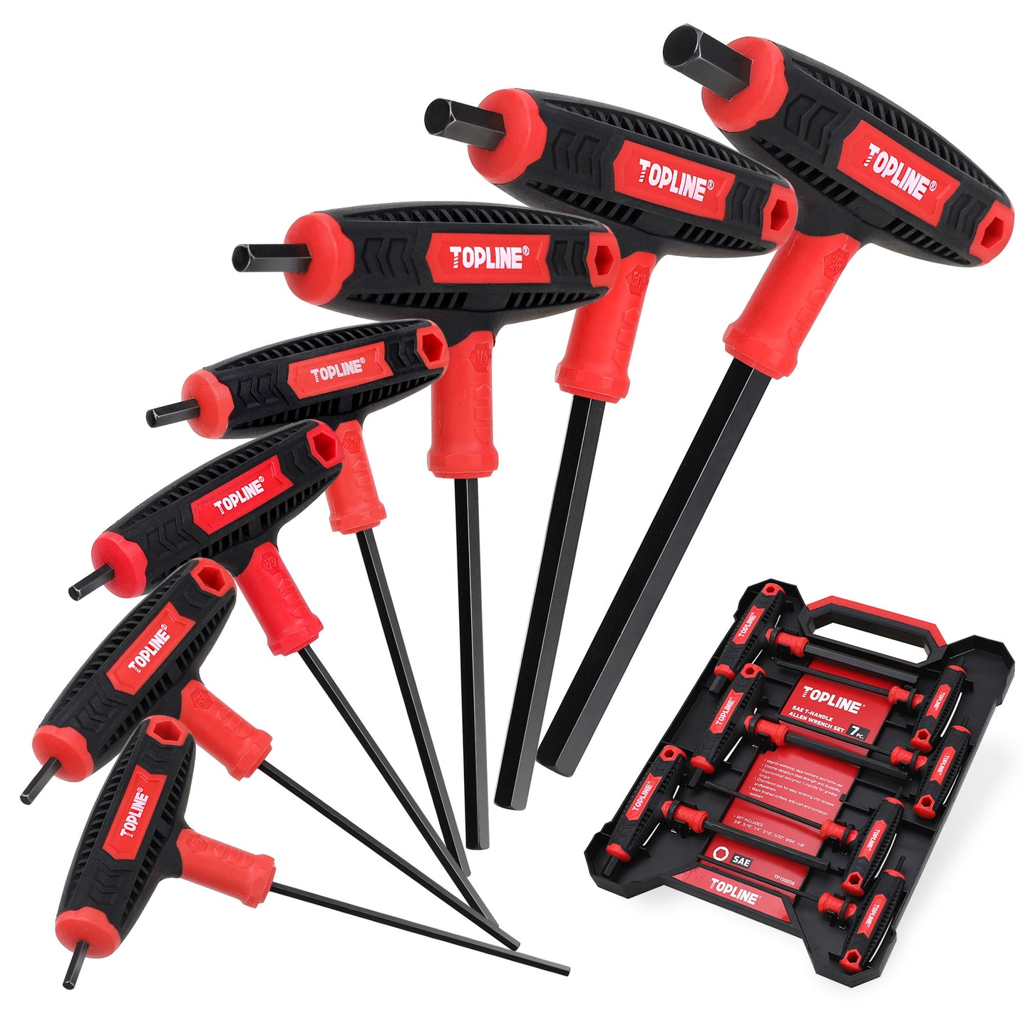 TOPLINE 7-PC SAE T-Handle Allen Wrench Set with Storage Box