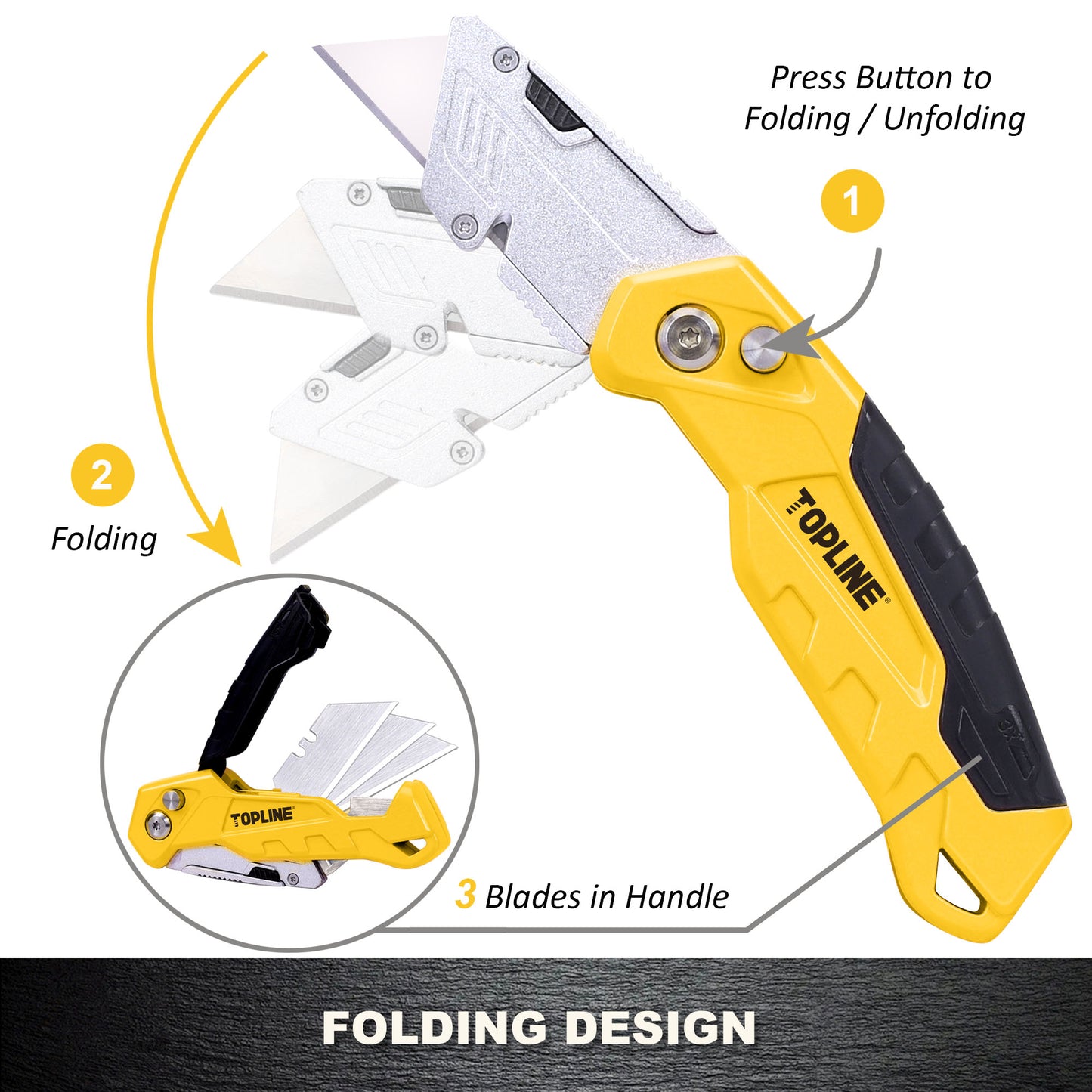 TOPLINE 2-Pack Folding Utility Knife for Office and Home Use