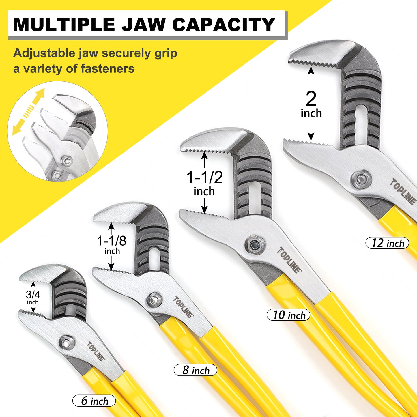 TOPLINE 4-piece Dipped Tongue and Groove Joint Pliers Set