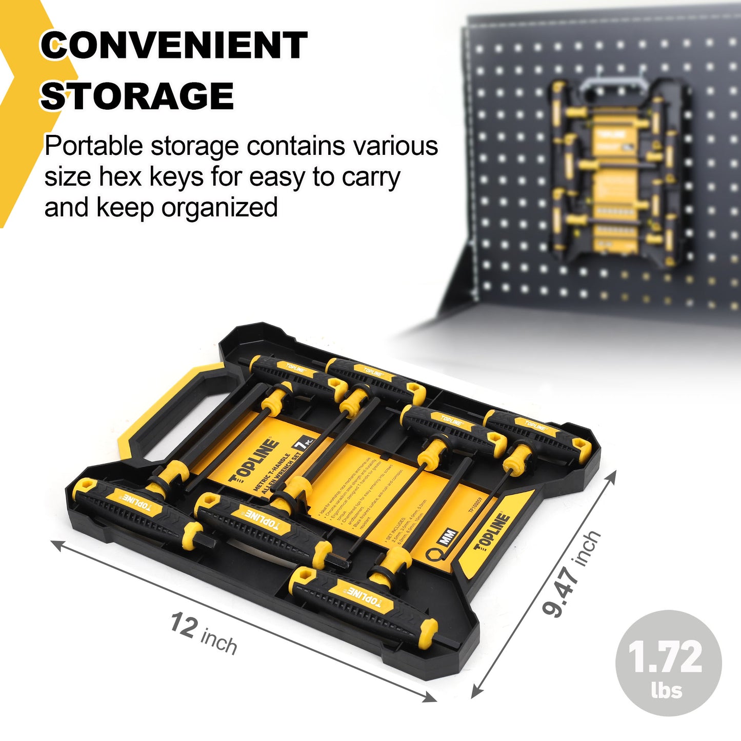 TOPLINE 7-PC Metric T-Handle Allen Wrench Set with Storage  Box
