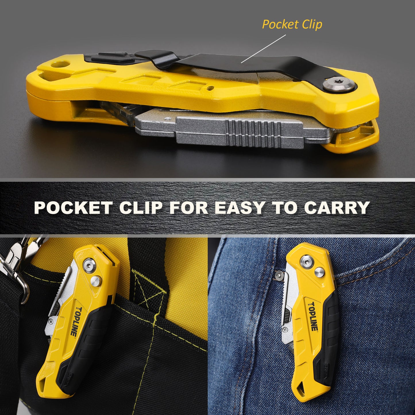 TOPLINE 1-Pack Yellow Folding Utility Knife Set for Office and Home Use