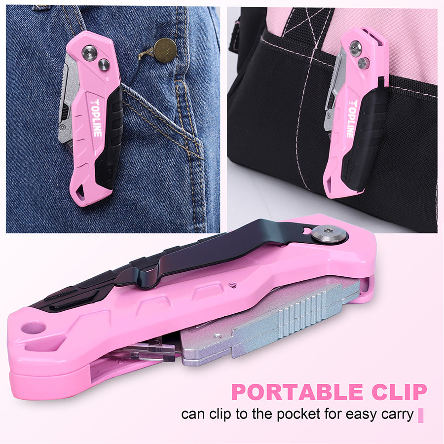 TOPLINE 2-Pack Pink Utility Knife Set for Office and Home Use