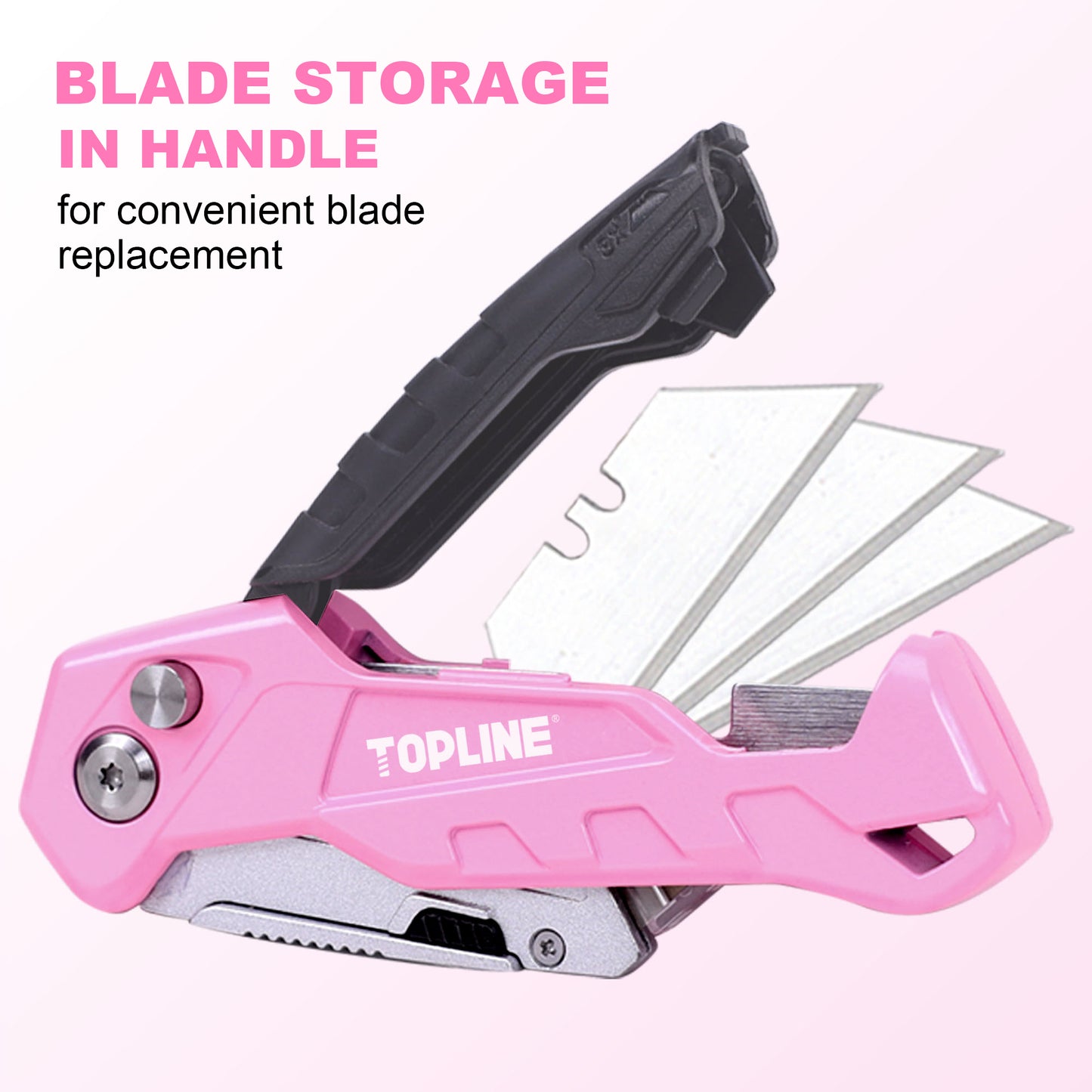 TOPLINE 1-Pack Pink Folding Utility Knife Set for Office and Home Use