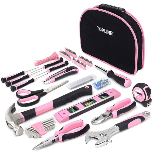 TOPLINE 208-Piece Ladies Pink Tool Set with Easy Carrying Round Pouch