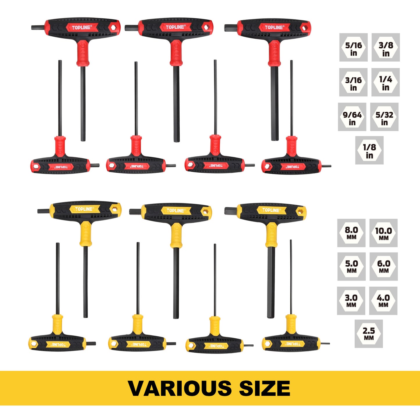 TOPLINE 14-PC T-Handle Allen Wrench Set for Basic Home Repair