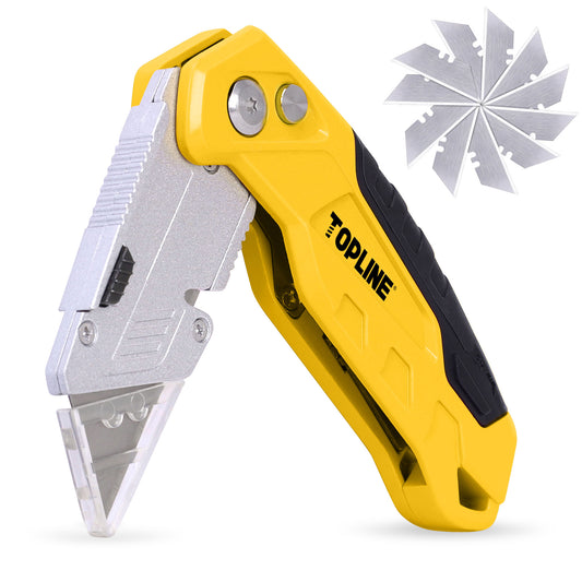 TOPLINE 1-Pack Yellow Folding Utility Knife Set for Office and Home Use