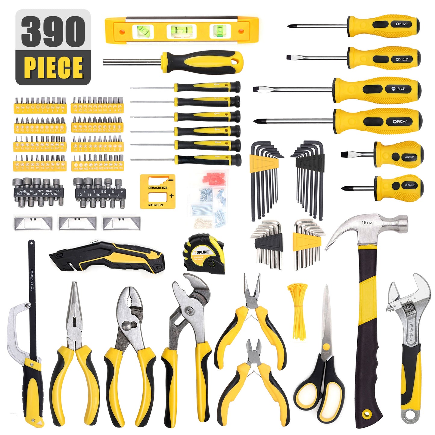 TOPLINE 390-Piece Household Home Tool Kit for Home Maintenance