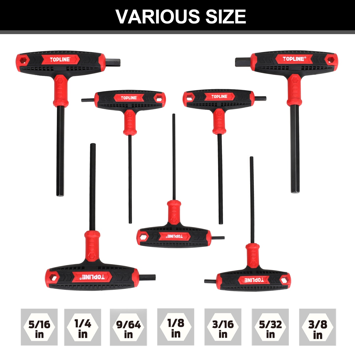 TOPLINE 7-PC SAE T-Handle Allen Wrench Set with Storage  Box