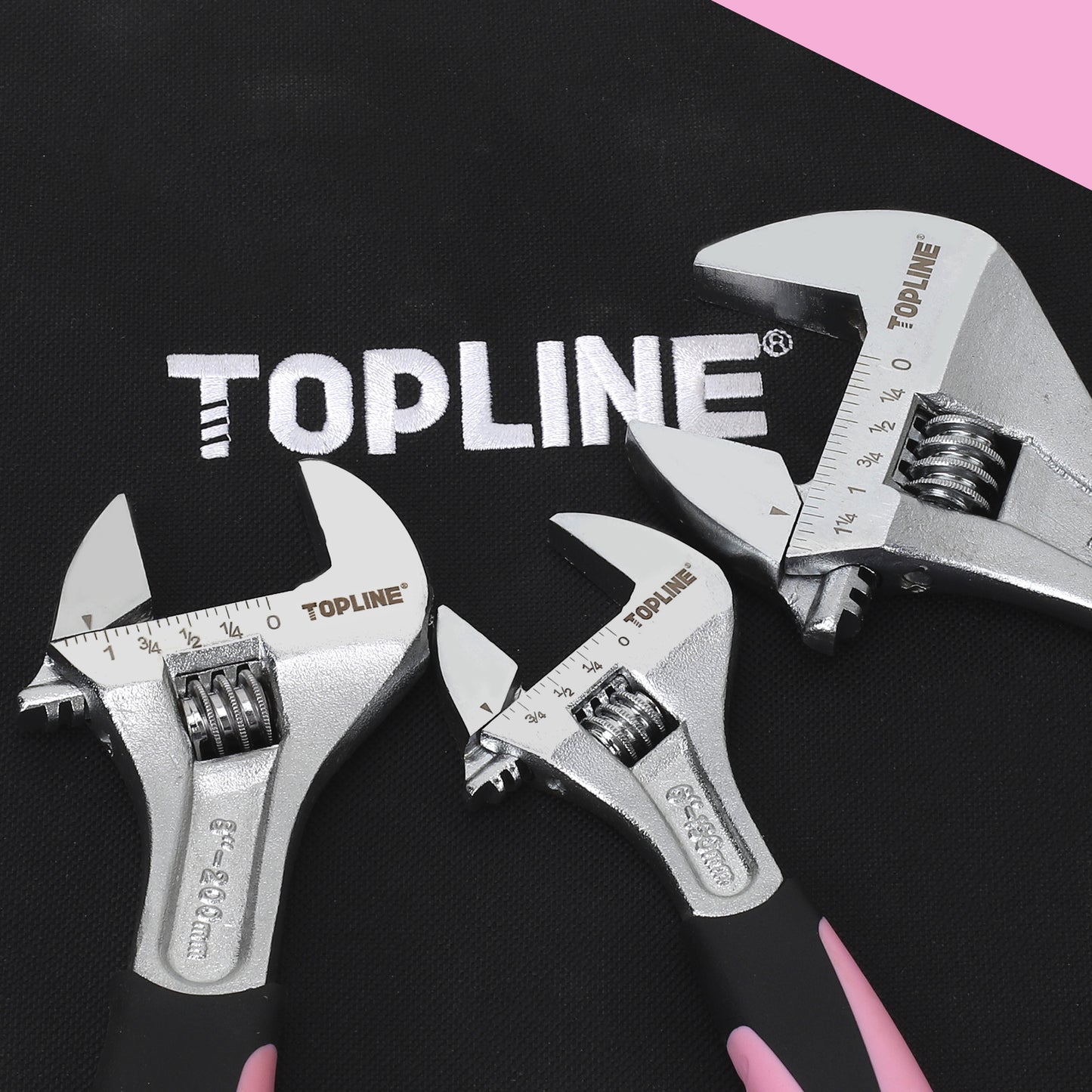 TOPLINE 3-Piece Pink Adjustable Wrench Set for Plumbing and Basic Home Maintenance