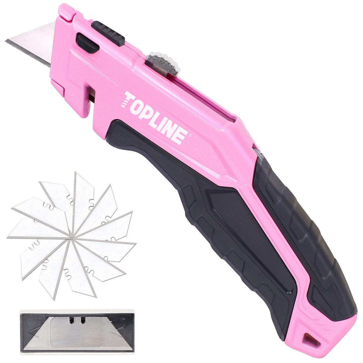 TOPLINE 1-Pack Pink Retractable Utility Knife Set for Office and Home Use