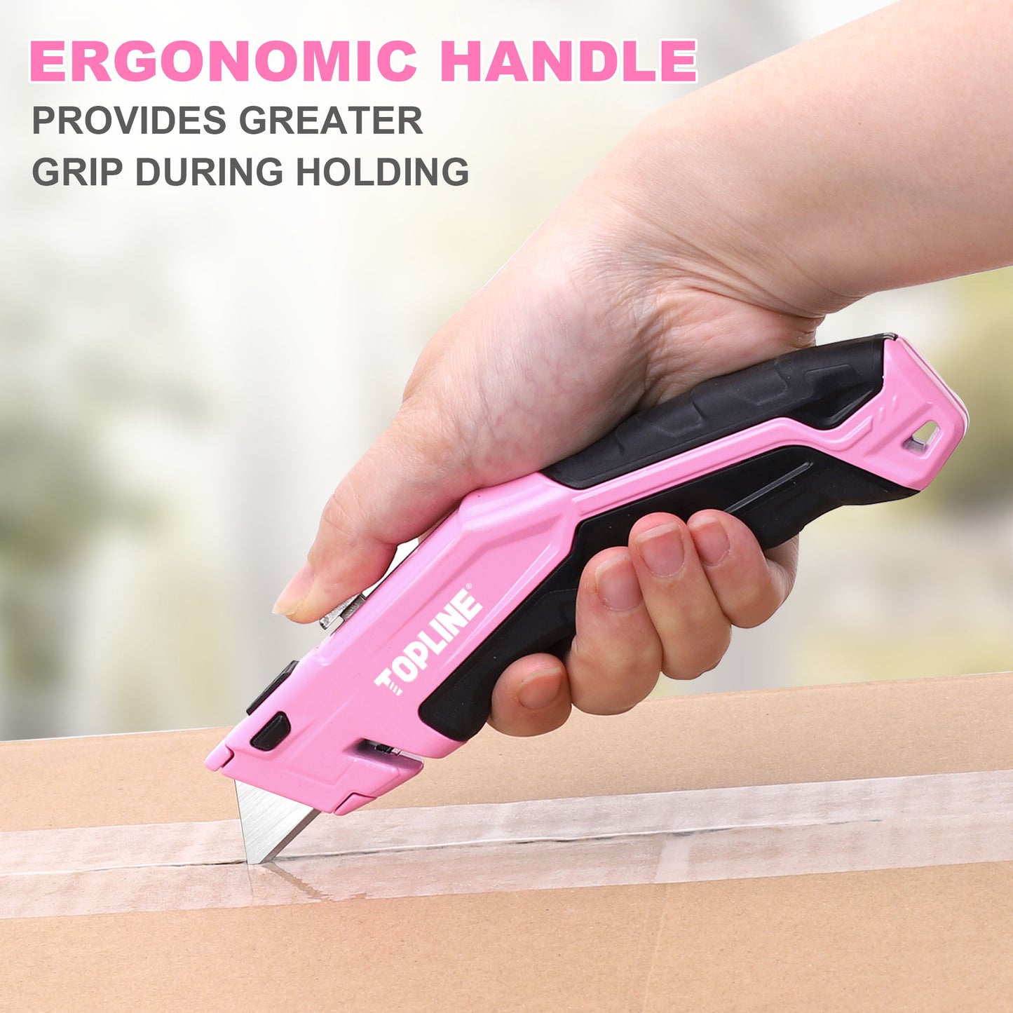 TOPLINE 1-Pack Pink Retractable Utility Knife Set for Office and Home Use