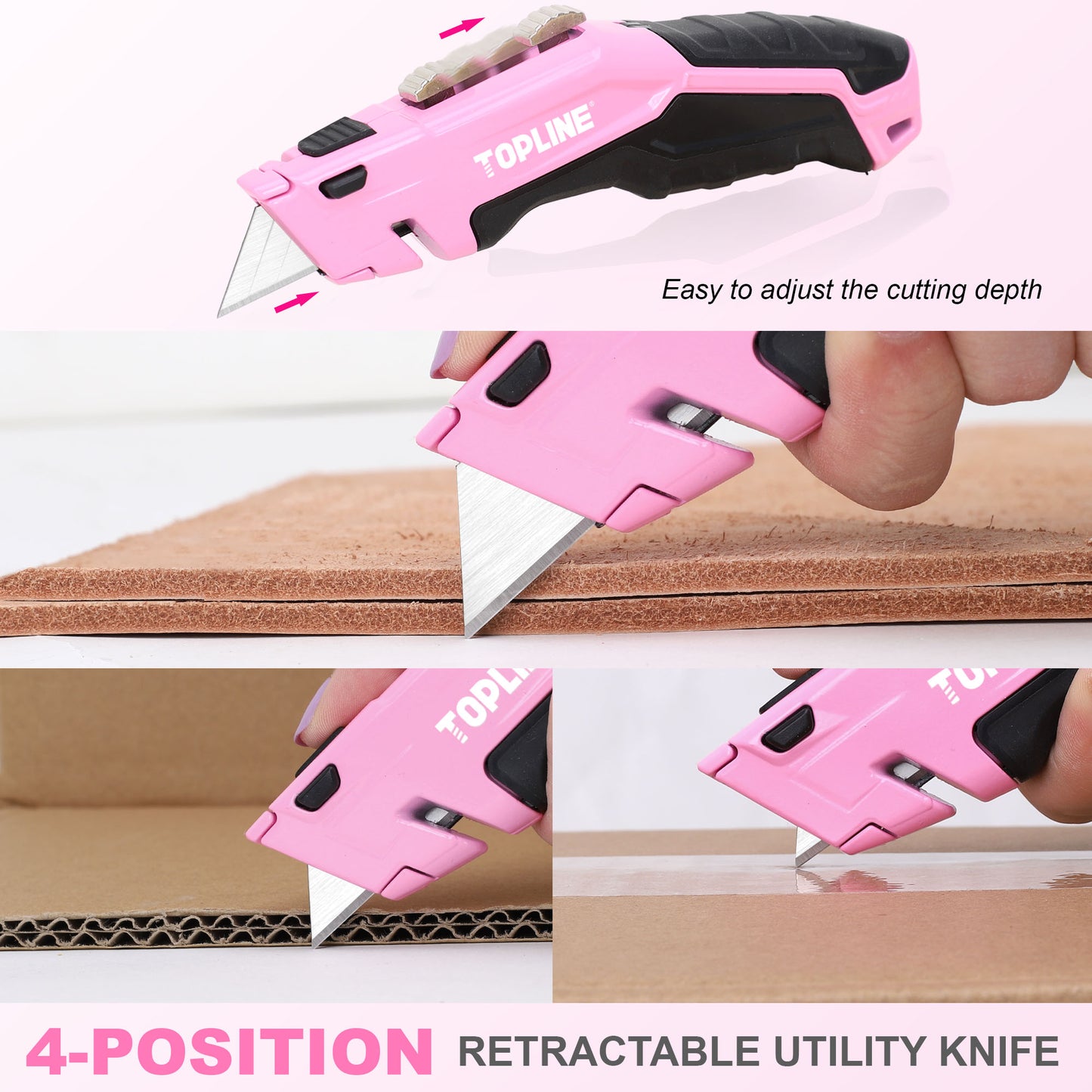 TOPLINE 2-Pack Pink Utility Knife Set for Office and Home Use