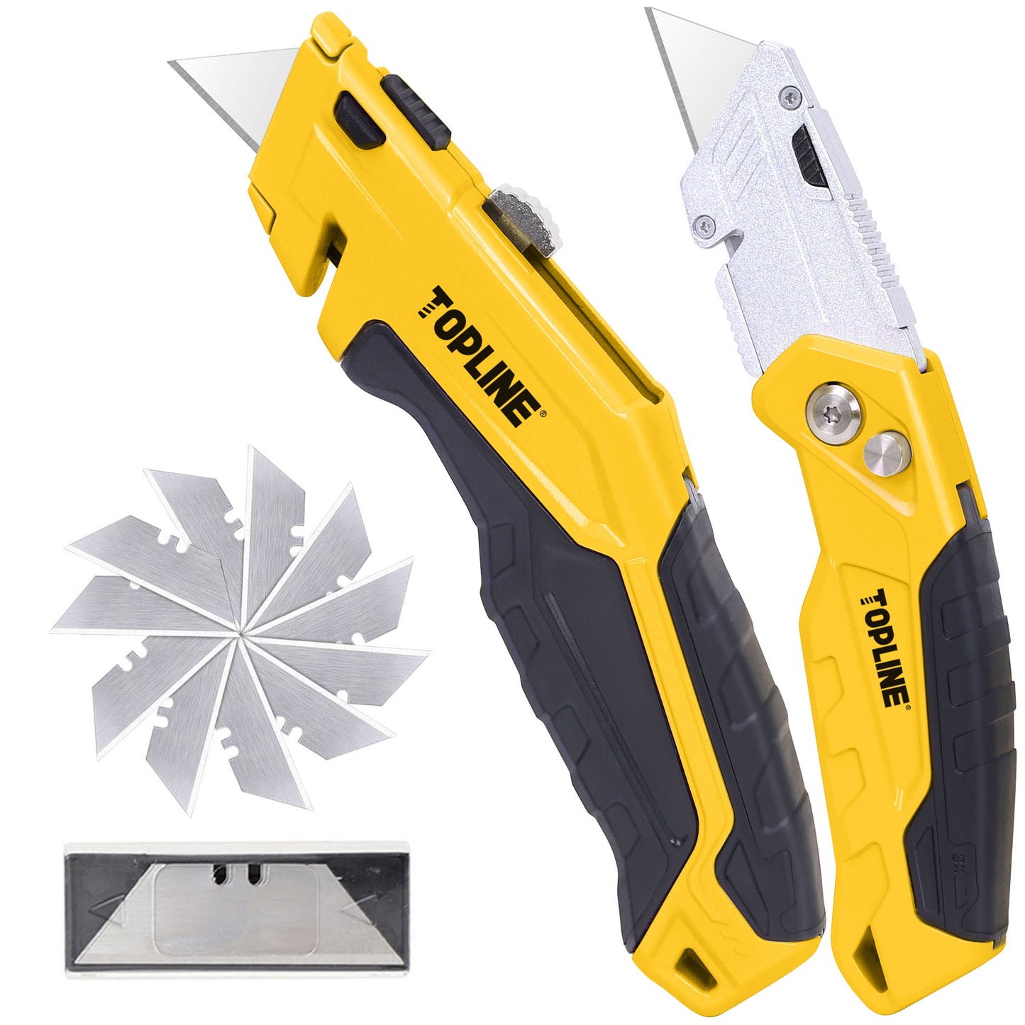 TOPLINE 2-Pack Yellow Utility Knife Set for Office and Home Use