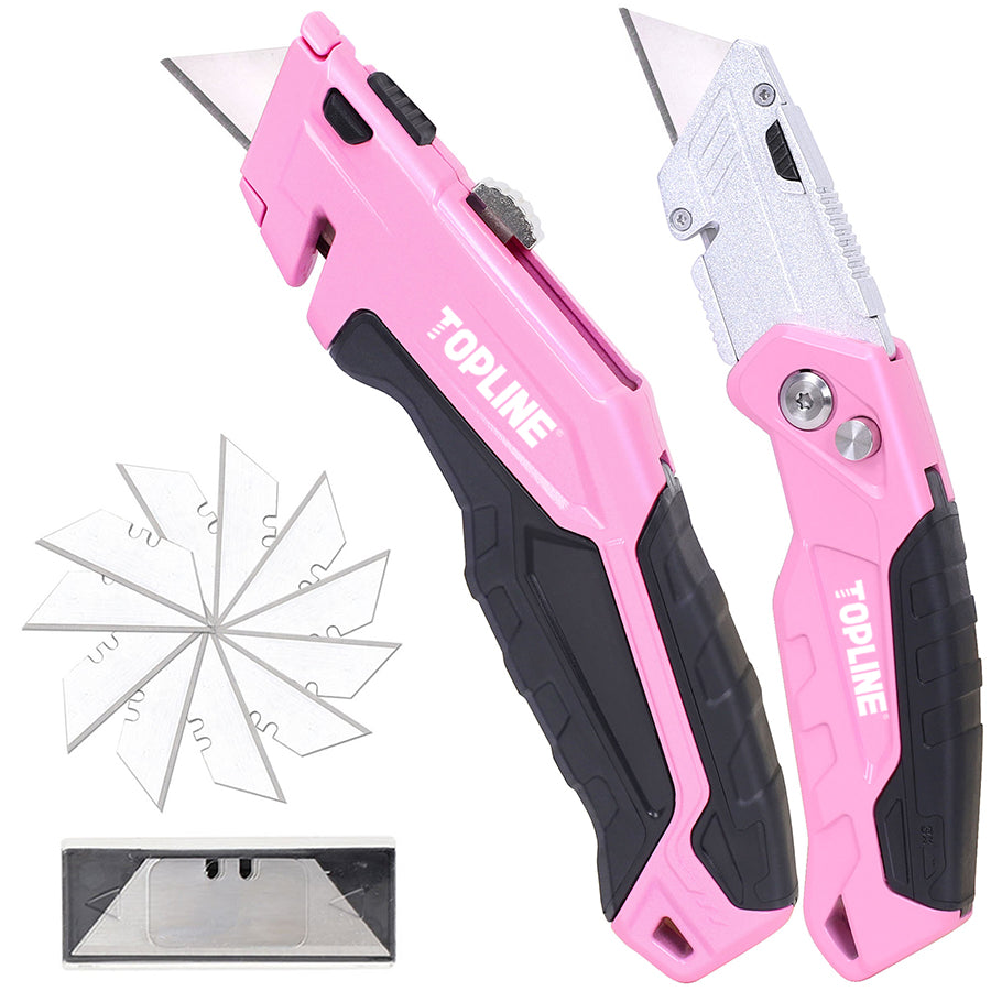 TOPLINE 2-Pack Pink Utility Knife Set for Office and Home Use