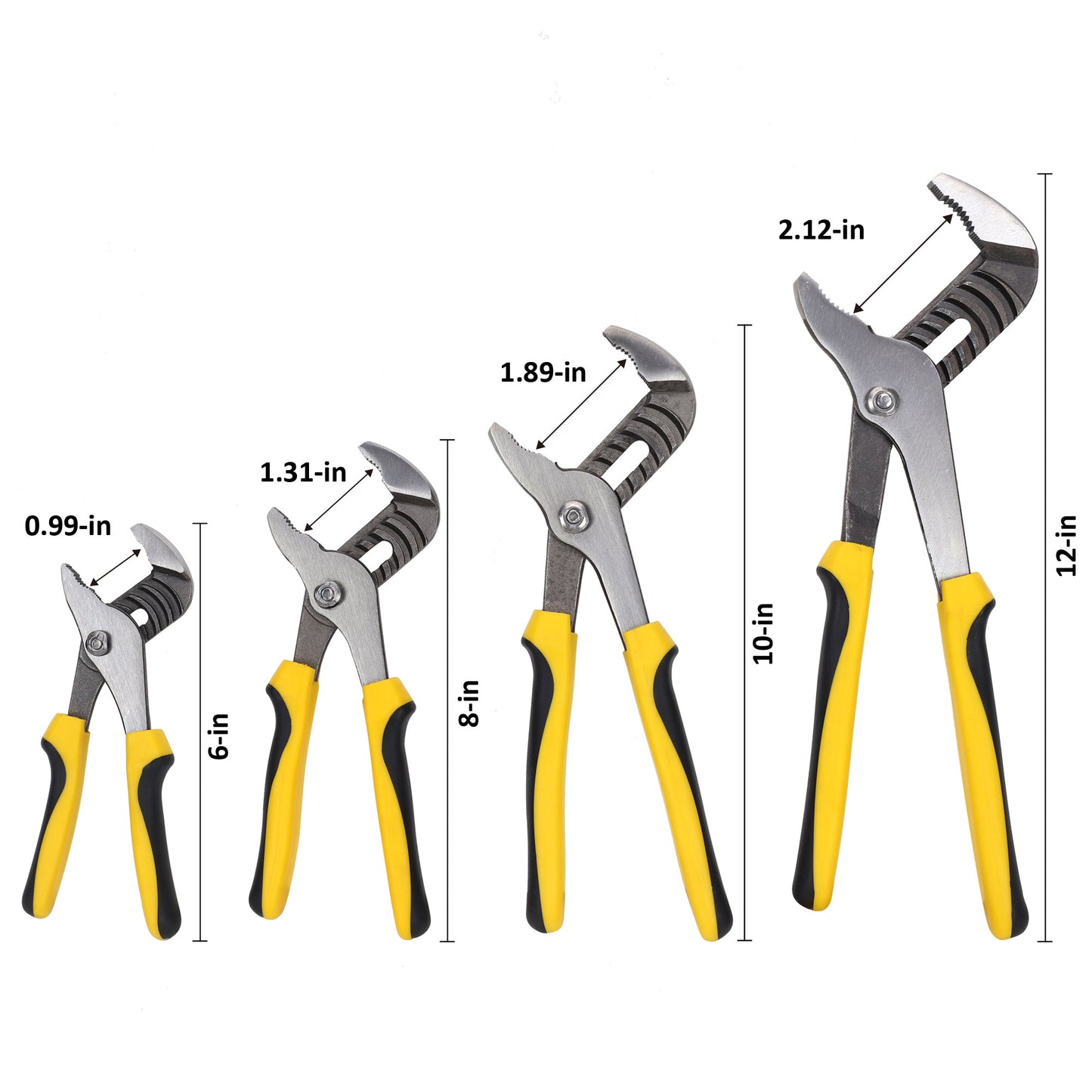 TOPLINE 4-piece Groove Joint Pliers Set for Plumbing and Basic Home Repair