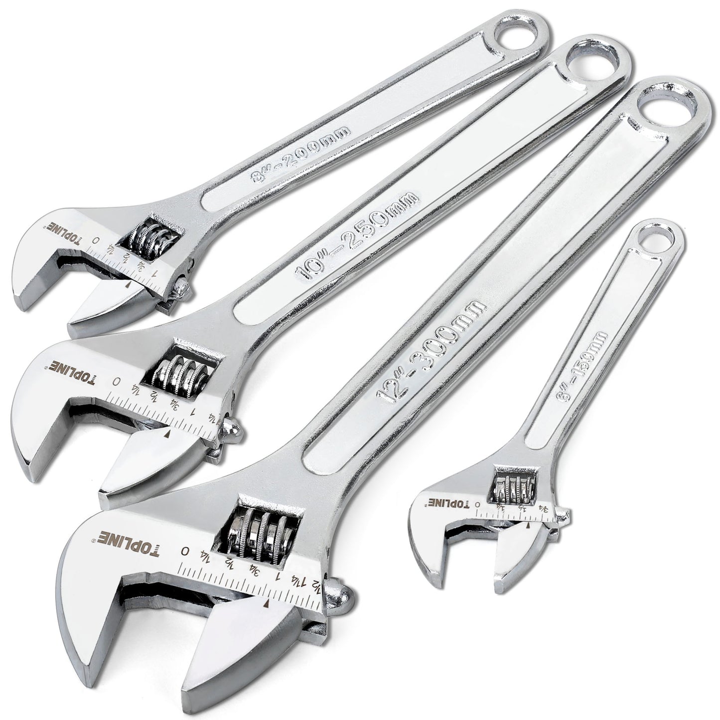 TOPLINE 4-Piece Adjustable Wrench Set for Plumbing and Basic Home Maintenance